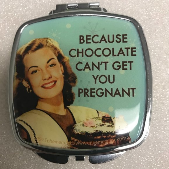 Vandor Designs Accessories - Vandor LLC Chocolate, Pregnancy Round Edge Compact Mirror